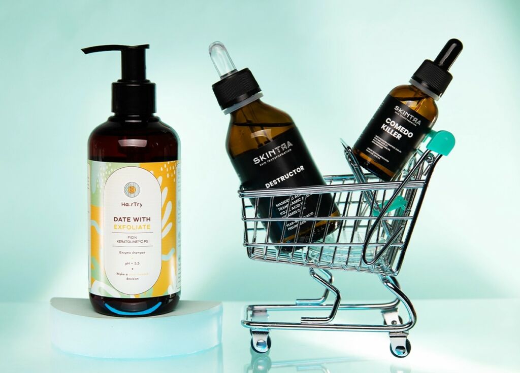 Explore the perfect duo - SkinTra for skin and body, HairTry for scalp and hair care.