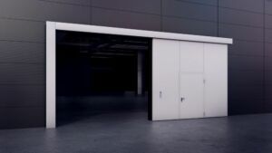 Fire sliding gate with door