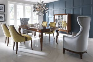 Mistral table, Tulipano chair, chest of drawers Luna