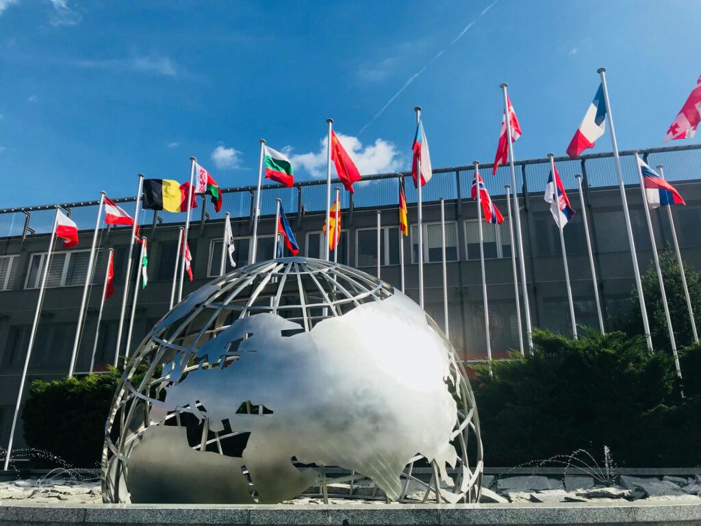 The sculpture representing partners of Targi Kielce from around the world