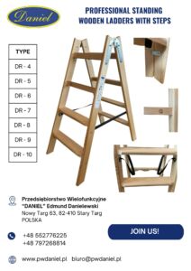 Professional standing wooden ladders with steps