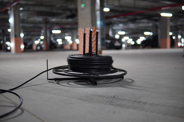 zdjęcie przedstawiające kabel zwinięty na stojaku