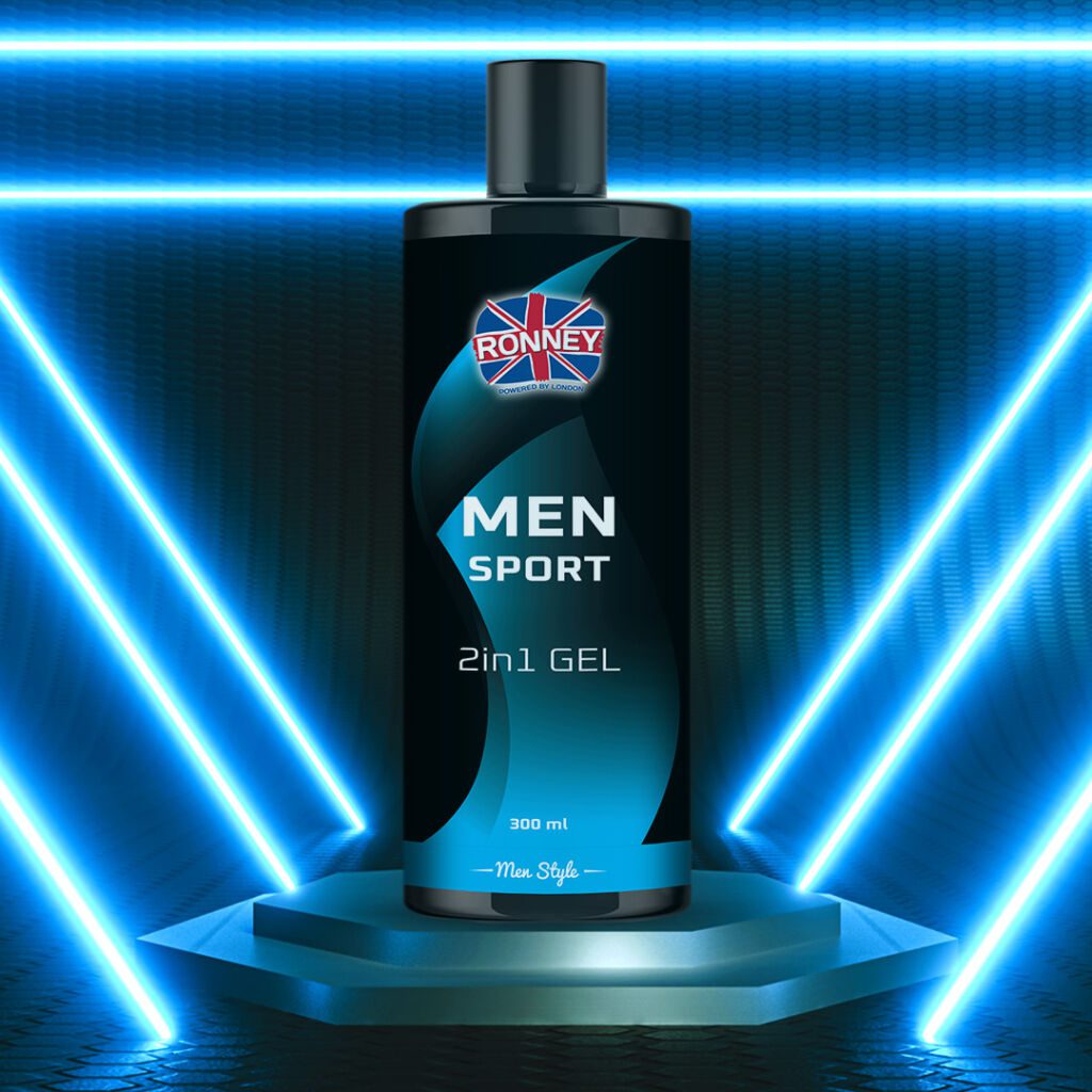RONNEY Men Line – effective, everyday freshness with 2in1 gel, shampoo, and shower gel for active men.