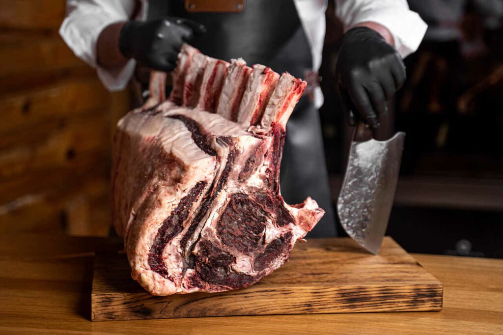 meat from around the ribs of an ox