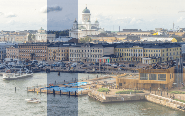Finlandia - flaga i Helsinki