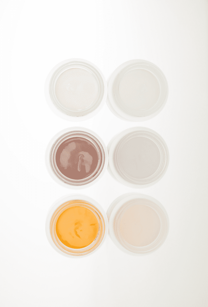 Products inside a glass frosted aesthetic jars