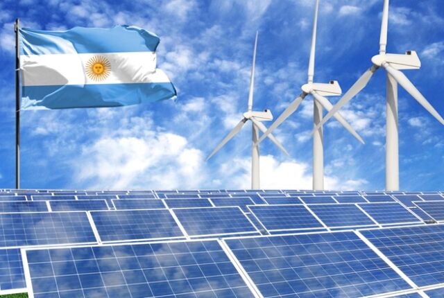 solary,wiatraki i flaga Argentyny