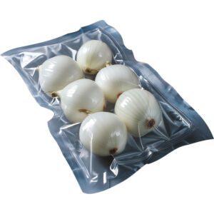 Peeled white and red onion Vacuum packed