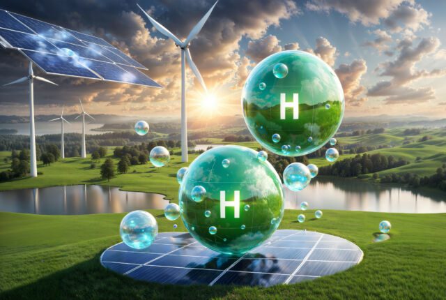 Krajobraz zielonej energii na polu turbin