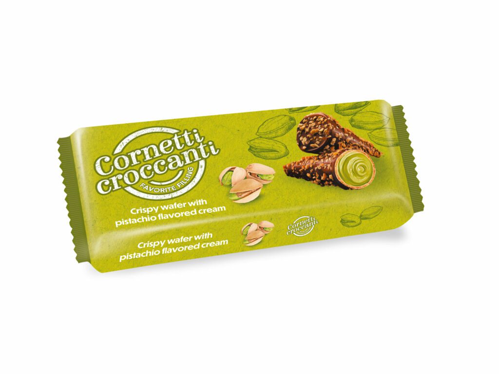 Retail packaging of Cornetti Croccanti Pistachio