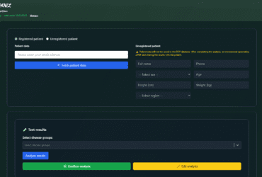 English doctor panel – AI-assisted interface for patient monitoring, diet validation, and reports.