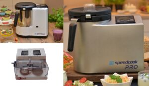 In the top left is Speedcook standard. On the right is Speedcook PRO. Under is Sample cutting machine made in base of SP