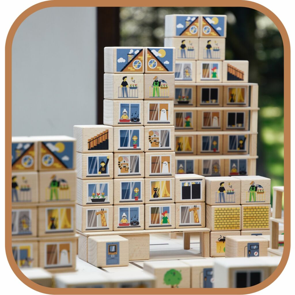 City wooden blocks