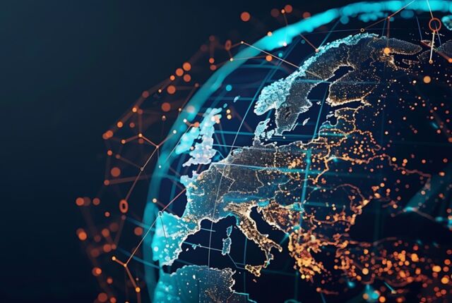 Europa na kuli ziemskiej swiecąca