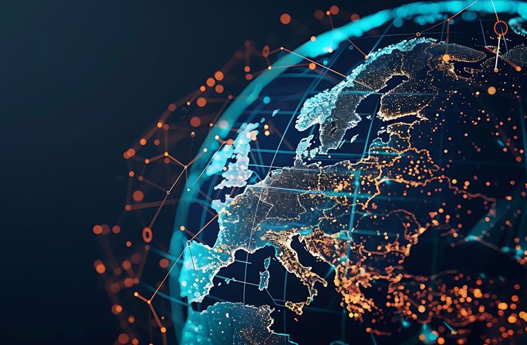 Europa na kuli ziemskiej swiecąca