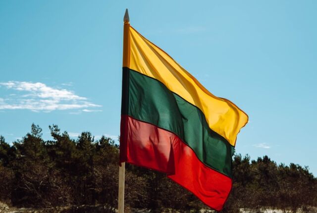 flaga Litwy na tle natury