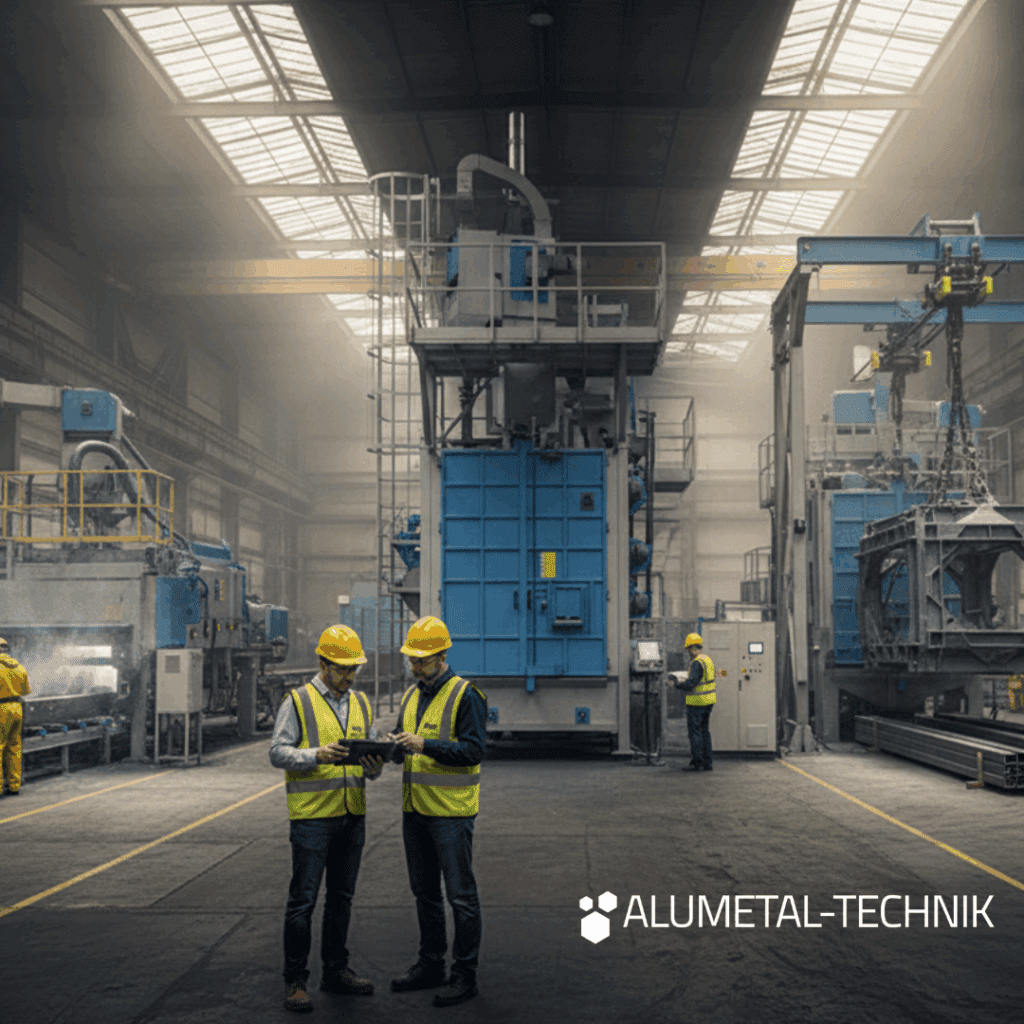 Alumetal-Technik wheel blast machines in an industrial hall