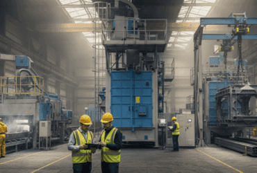 Alumetal-Technik wheel blast machines in an industrial hall