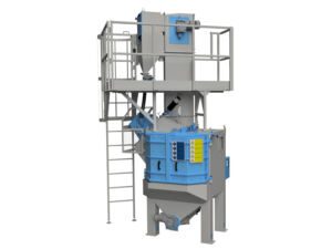 Suspension rotary shot blasting machine for industry.