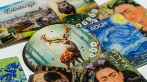 Resin magnets as tourist souvenirs.