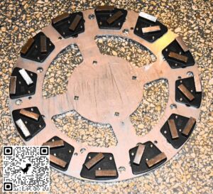 Universal discs for mounting many tools. 
You can attach diamonds for grinding, segments for matting concrete ...