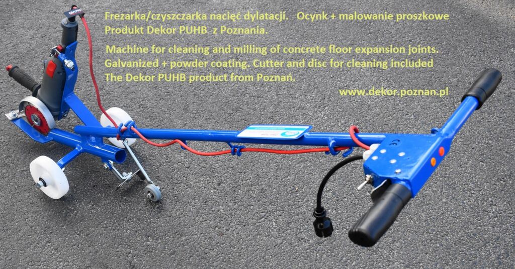 Milling machines for chamfering expansion cuts in concrete floors. Two types. Adjustable width and milling depth