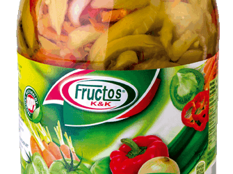 A vegetable salad with green tomatoes, peppers, onions and carrots — a ready-to-serve, flavorful side for any meal.