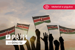 dłonie trzymające małe chorągiewki-flagi Kenii