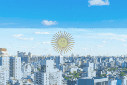 flaga Argentyny na tle buenos aires