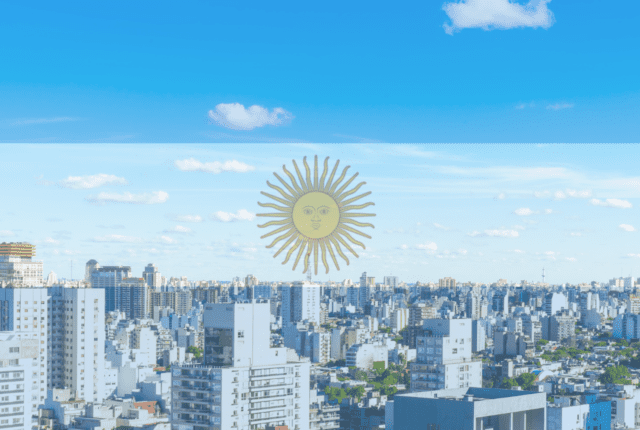 flaga Argentyny na tle buenos aires