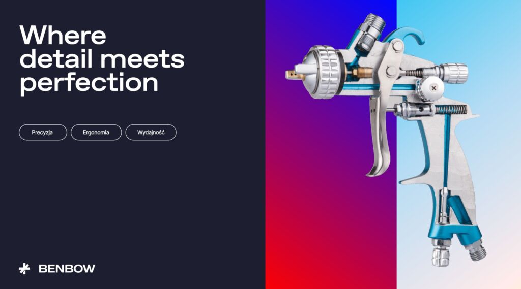 The BENBOW spray gun delivers professional precision, smooth paint application, and high transfer efficiency.